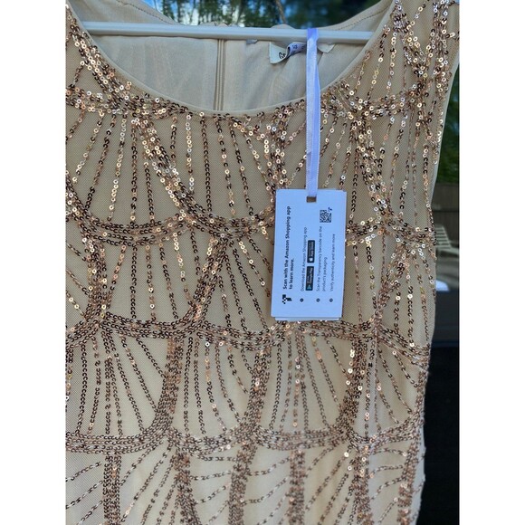 NWT Grace Karin Knee-Length Rose Gold Sequins Dress Size 12 Formal Wedding/Prom - Picture 4 of 12